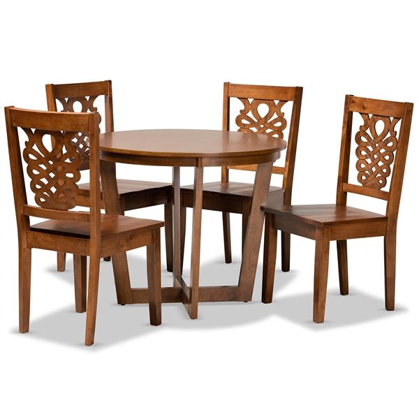 baxton studio Baxton Studio Salida Modern and Contemporary Transitional Walnut Brown Finished Wood 5-Piece Dining Set