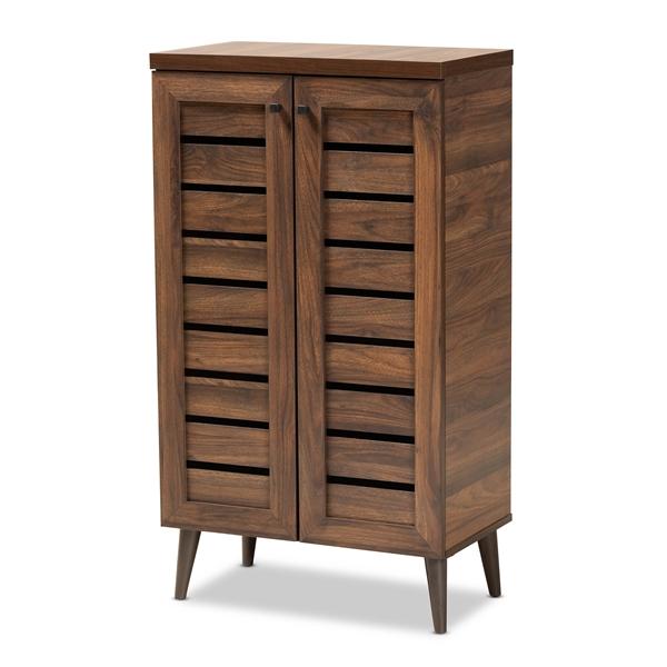 baxton studio Baxton Studio Salma Modern and Contemporary Walnut Brown Finished Wood 2-Door Shoe Storage Cabinet