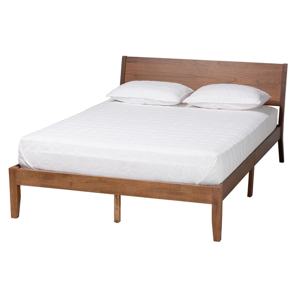 baxton studio Baxton Studio Salvatore Mid-Century Modern Walnut Brown Finished Wood Queen Size Platform Bed