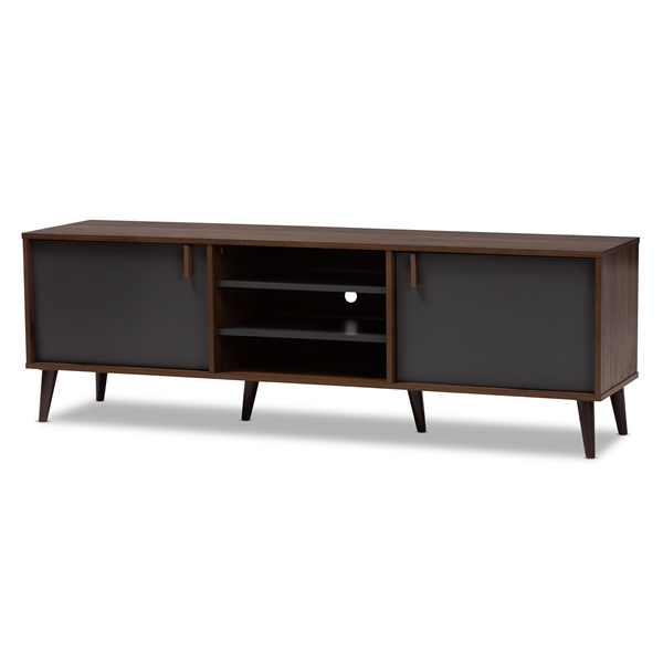 baxton studio Baxton Studio Samuel Mid-Century Modern Brown and Dark Grey Finished TV Stand
