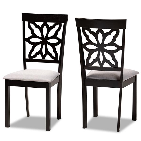 baxton studio Baxton Studio Samwell Modern and Contemporary Grey Fabric Upholstered and Dark Brown Finished Wood 2-Piece Dining Chair Set
