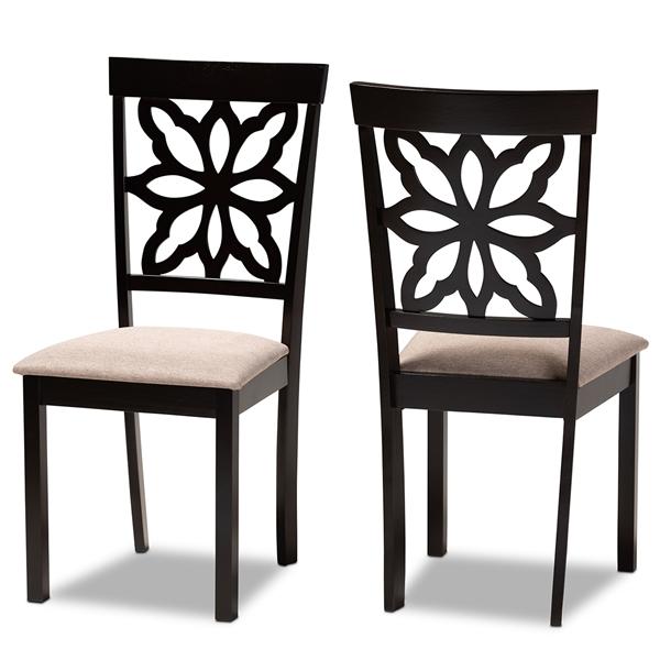 baxton studio Baxton Studio Samwell Modern and Contemporary Sand Fabric Upholstered and Dark Brown Finished Wood 2-Piece Dining Chair Set