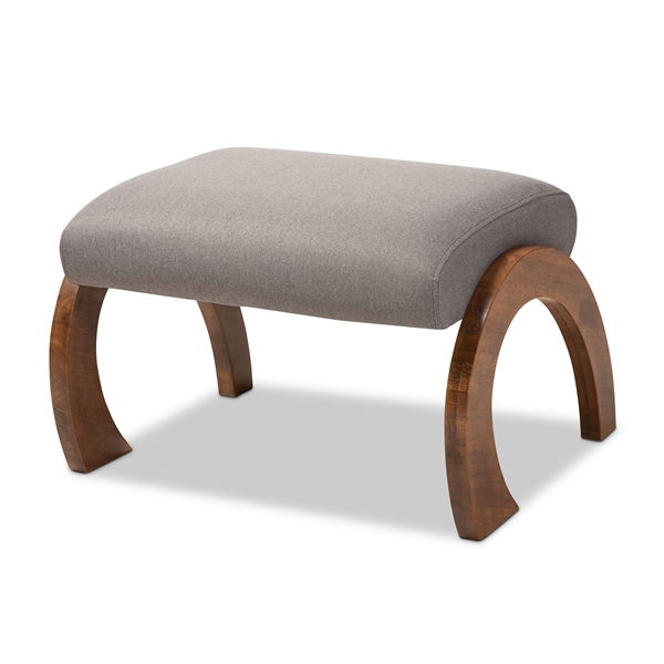 baxton studio Baxton Studio Sandrine Modern and Contemporary Grey Fabric Upholstered Walnut Brown Finished Wood Ottoman