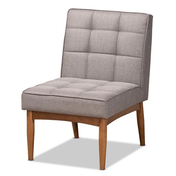 baxton studio Baxton Studio Sanford Mid-Century Modern Grey Fabric Upholstered and Walnut Brown Finished Wood Dining Chair