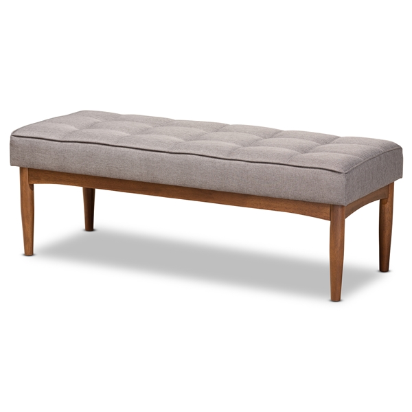 baxton studio Baxton Studio Sanford Mid-Century Modern Grey Fabric Upholstered and Walnut Brown Finished Wood Dining Bench