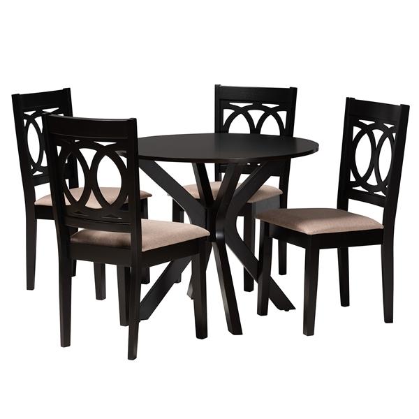 baxton studio Baxton Studio Sanne Modern Beige Fabric and Espresso Brown Finished Wood 5-Piece Dining Set