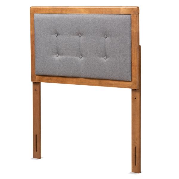 baxton studio Baxton Studio Sarine Mid-Century Modern Dark Grey Fabric Upholstered and Walnut Brown Finished Wood Twin Size Headboard