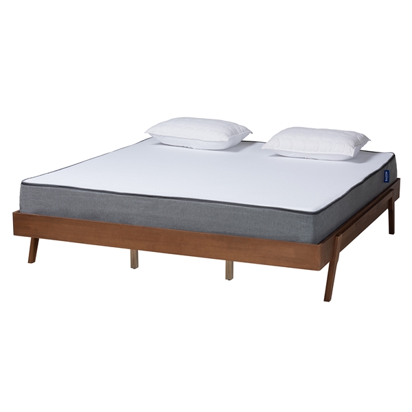 baxton studio Baxton Studio Sarita Mid-Century Modern Ash Walnut Finished Wood Queen Size Bed Frame