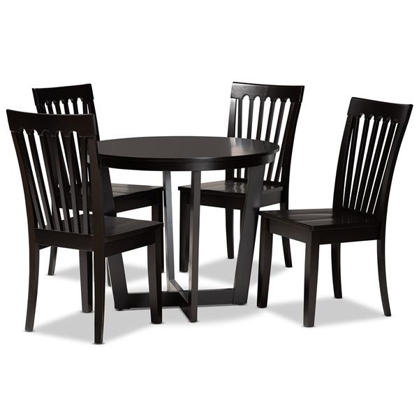baxton studio Baxton Studio Sasa Modern and Contemporary Dark Brown Finished Wood 5-Piece Dining Set