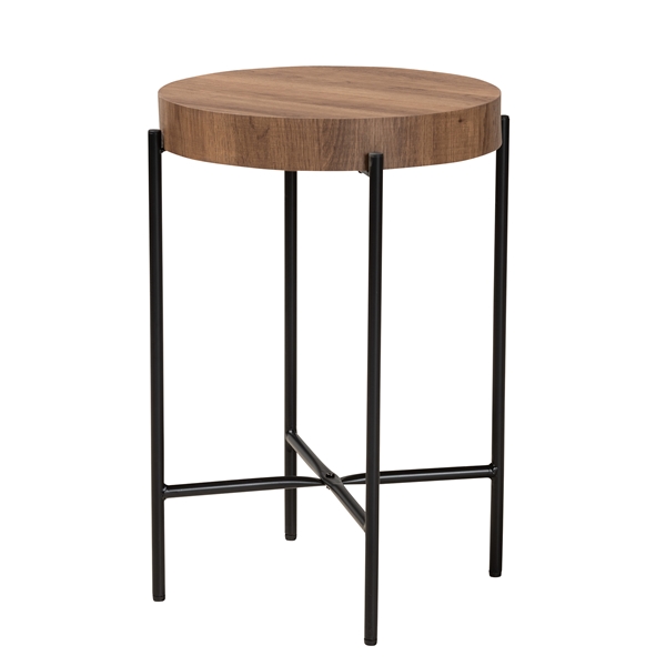 baxton studio Baxton Studio Savion Modern Industrial Walnut Brown Finished Wood and Black Metal End Table