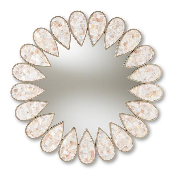 baxton studio Baxton Studio Savita Modern and Contemporary Antique Silver Finished Round Shell Petal Accent Wall Mirror