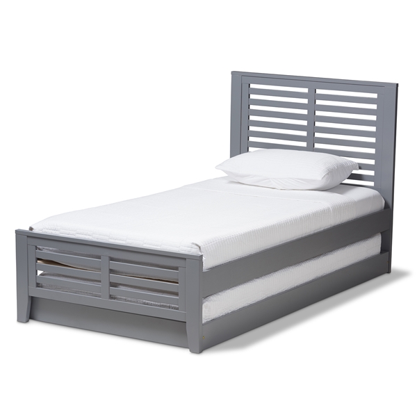 baxton studio Baxton Studio Sedona Modern Classic Mission Style Grey-Finished Wood Twin Platform Bed with Trundle