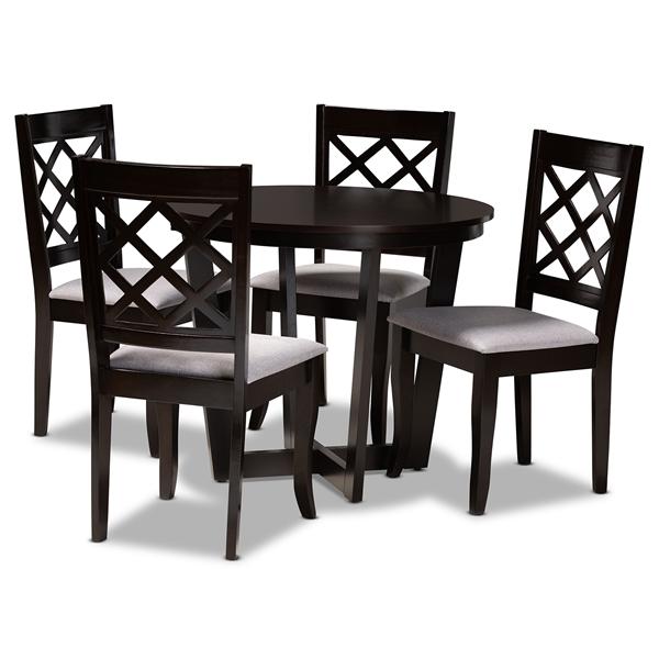 baxton studio Baxton Studio Selby Modern and Contemporary Grey Fabric Upholstered and Dark Brown Finished Wood 5-Piece Dining Set