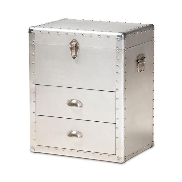 baxton studio Baxton Studio Serge French Industrial Silver Metal 2-Drawer Accent Storage Cabinet