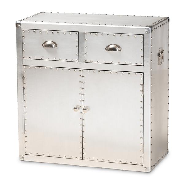 baxton studio Baxton Studio Serge French Industrial Silver Metal 2-Door Accent Storage Cabinet