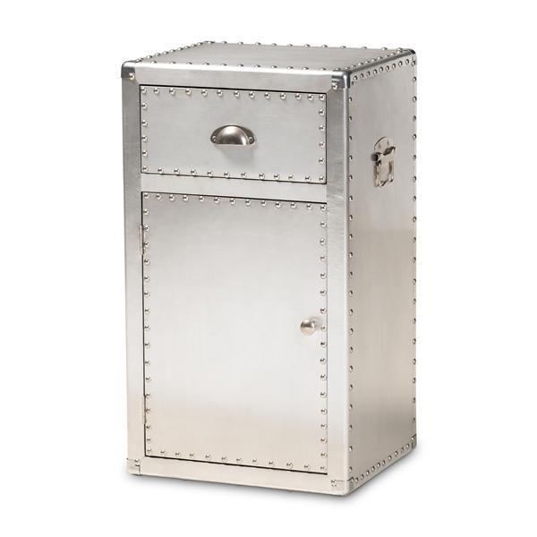 baxton studio Baxton Studio Serge French Industrial Silver Metal 1-Door Accent Storage Cabinet