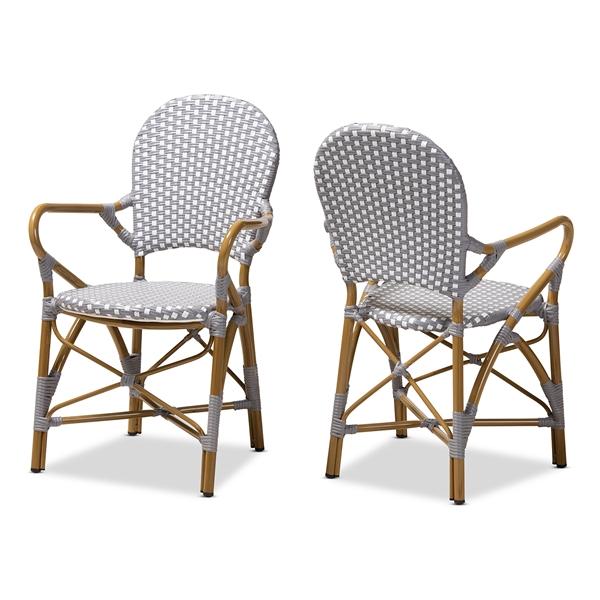 baxton studio Baxton Studio Seva Classic French Indoor and Outdoor Beige and Red Bamboo Style Stackable Bistro Dining Chair Set of 2