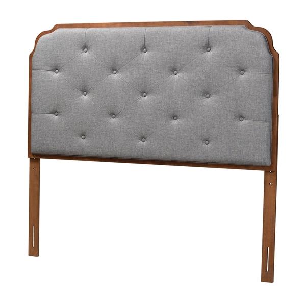 baxton studio Baxton Studio Shanti Classic and Traditional Grey Fabric and Walnut Brown Finished Wood King Size Headboard