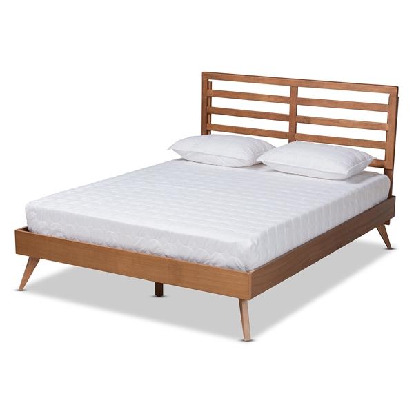 baxton studio Baxton Studio Shiro Mid-Century Modern Ash Walnut Finished Wood Queen Size Platform Bed