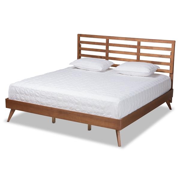 baxton studio Baxton Studio Shiro Mid-Century Modern Ash Walnut Finished Wood King Size Platform Bed