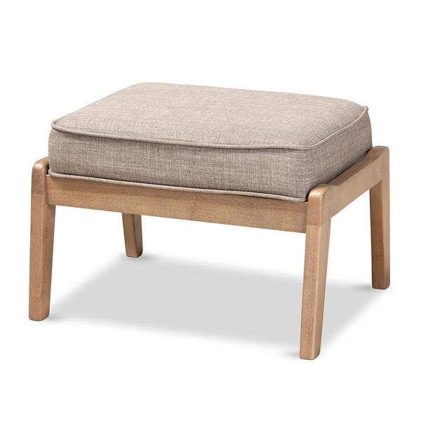 baxton studio Baxton Studio Sigrid Mid-Century Modern Light Grey Fabric Upholstered Antique Oak Finished Wood Ottoman