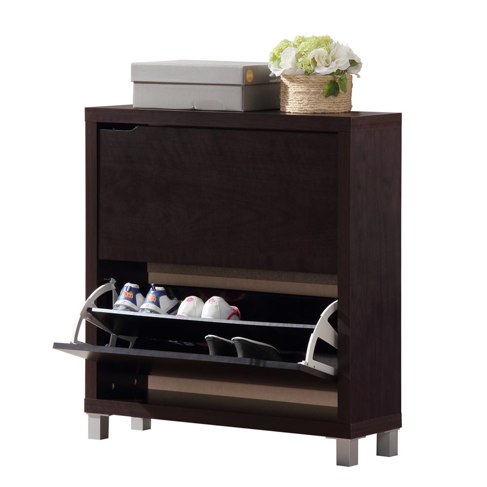 baxton studio Baxton Studio Simms Dark Brown Modern Shoe Cabinet