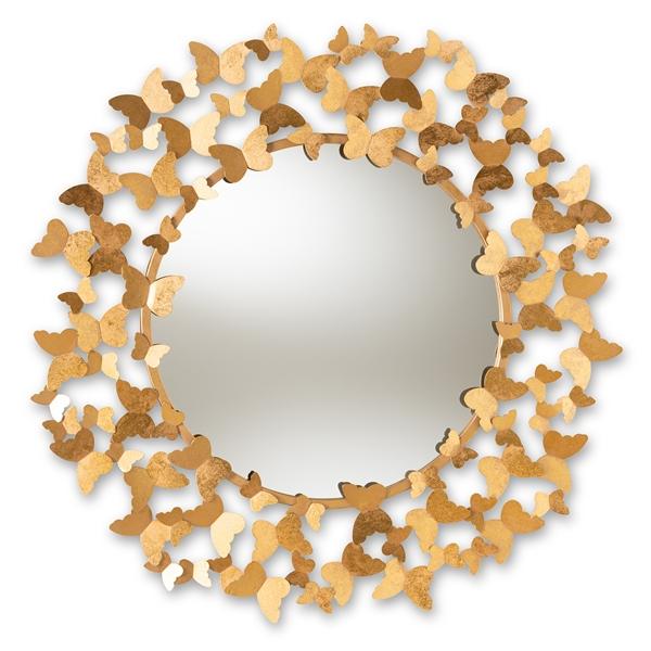baxton studio Baxton Studio Soleil Modern and Contemporary Antique Gold Finished Butterfly Accent Wall Mirror