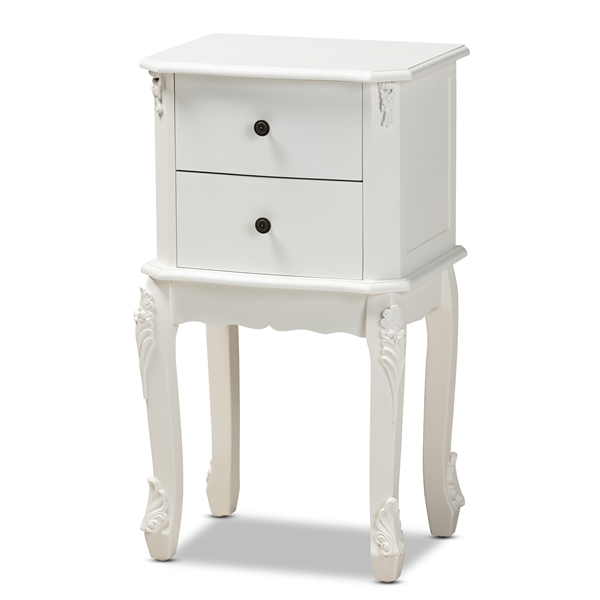 baxton studio Baxton Studio Sophia Classic and Traditional French White Finished Wood 2-Drawer End Table