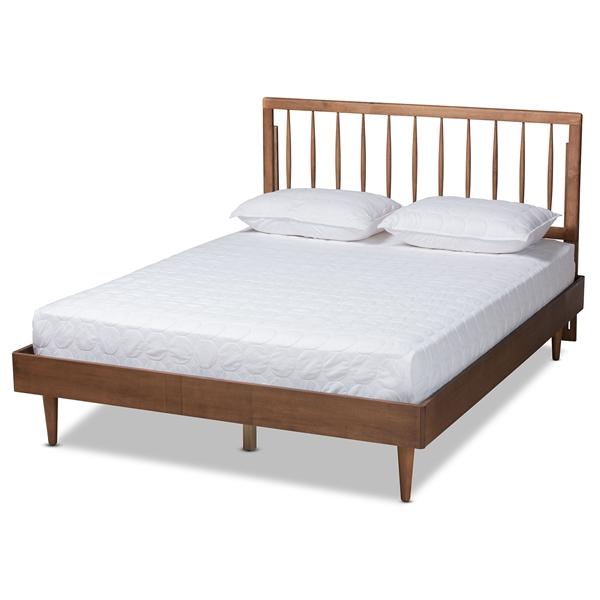 baxton studio Baxton Studio Sora Mid-Century Modern Ash Walnut Finished Wood Full Size Platform Bed