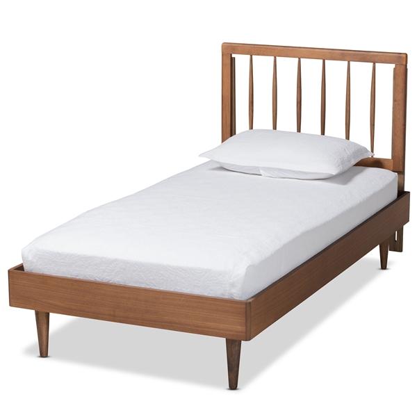 baxton studio Baxton Studio Sora Mid-Century Modern Ash Walnut Finished Wood Twin Size Platform Bed