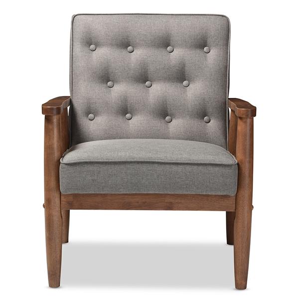 baxton studio Baxton Studio Sorrento Mid-century Retro Modern Grey Fabric Upholstered Wooden Lounge Chair