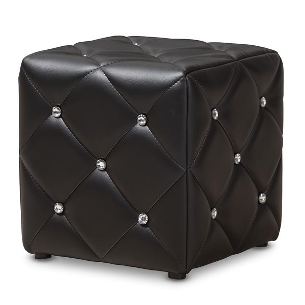 baxton studio Baxton Studio Stacey Modern and Contemporary Black Faux Leather Upholstered Ottoman