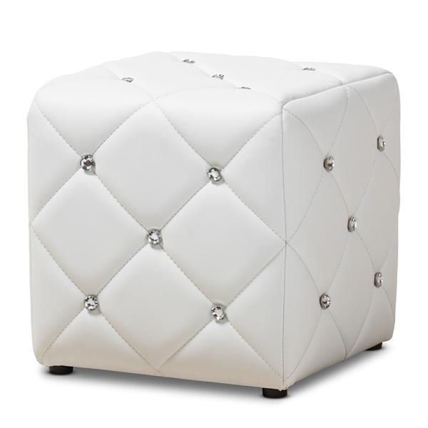baxton studio Baxton Studio Stacey Modern and Contemporary White Faux Leather Upholstered Ottoman