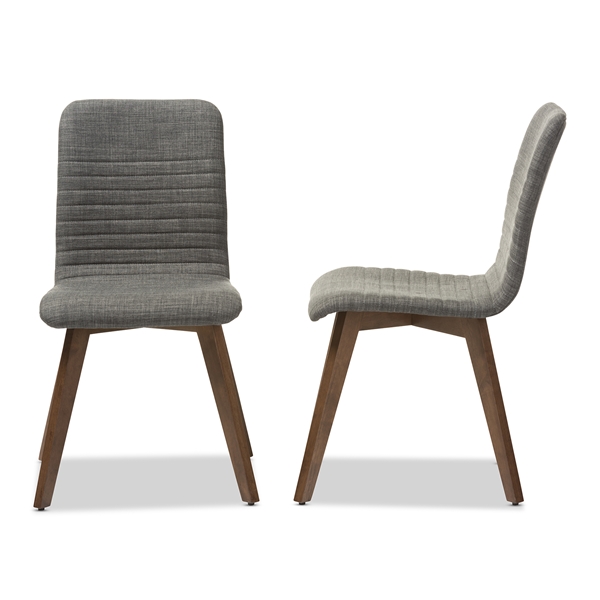 baxton studio Baxton Studio Sugar Mid-century Retro Modern Scandinavian Style Dark Grey Fabric Upholstered Walnut Wood Finishing Dining Chair