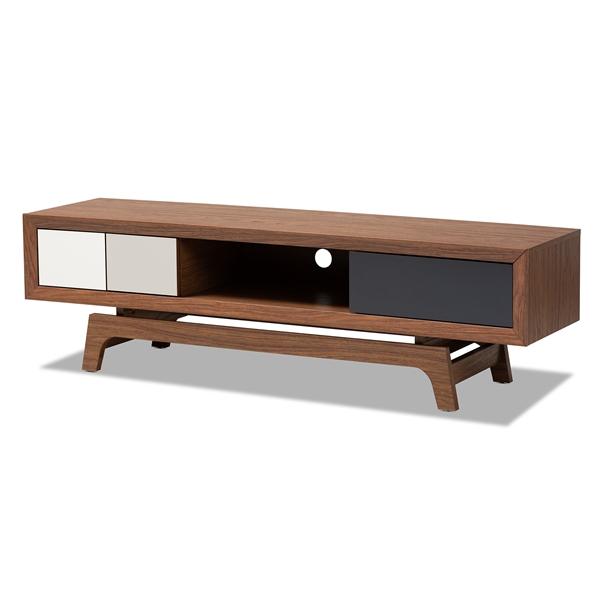 baxton studio Baxton Studio Svante Mid-Century Modern Multicolor Finished Wood 3-Drawer TV Stand