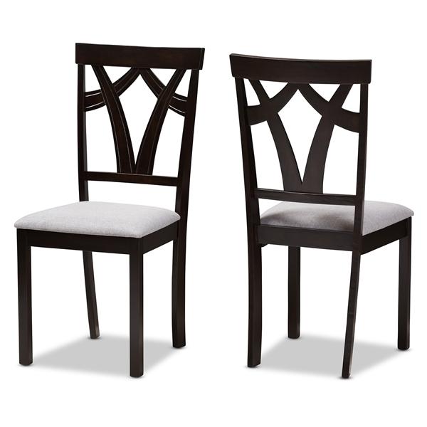 baxton studio Baxton Studio Sylvia Modern and Contemporary Grey Fabric Upholstered and Dark Brown Finished Dining Chair Set of 2