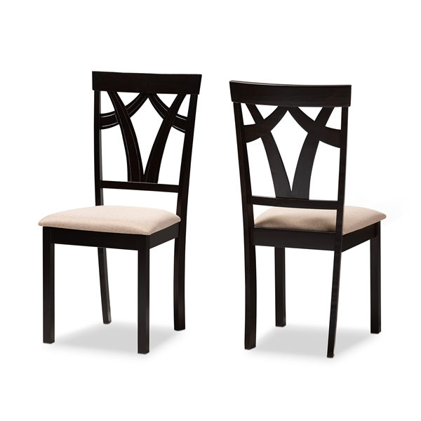 baxton studio Baxton Studio Sylvia Modern and Contemporary Sand Fabric Upholstered and Espresso Brown Finished Dining Chair Set