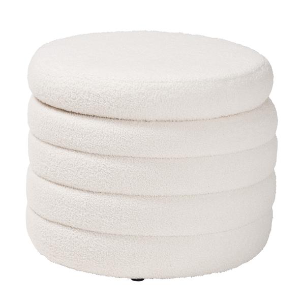 baxton studio Baxton Studio Tabitha Modern and Contemporary Ivory Boucle Upholstered Storage Ottoman