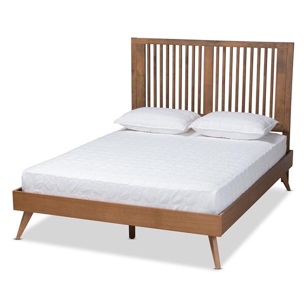 baxton studio Baxton Studio Takeo Mid-Century Modern Transitional Ash Walnut Finished Wood King Size Platform Bed
