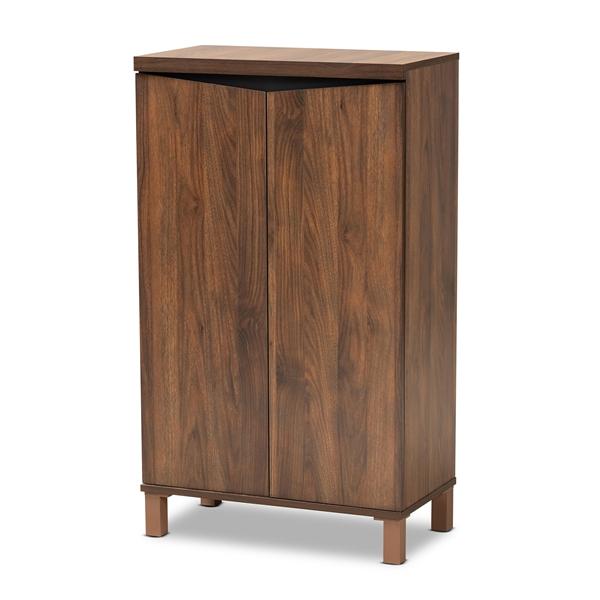 baxton studio Baxton Studio Talon Modern and Contemporary Two-Tone Walnut Brown and Dark Grey Finished Wood 2-Door Shoe Storage Cabinet