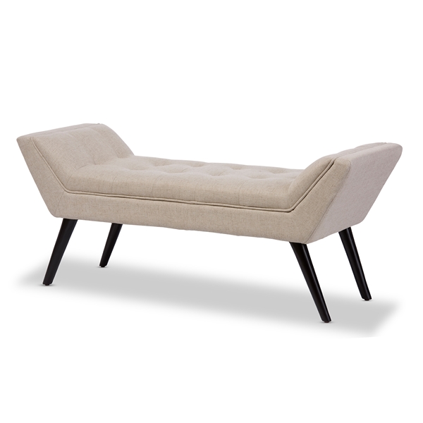 baxton studio Baxton Studio Tamblin Mid-century Modern Retro Beige Linen Fabric Upholstered Grid-Tufting 50-Inch Bench