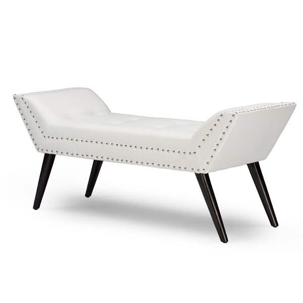 baxton studio Baxton Studio Tamblin Modern and Contemporary White Faux Leather Upholstered Large Ottoman Seating Bench