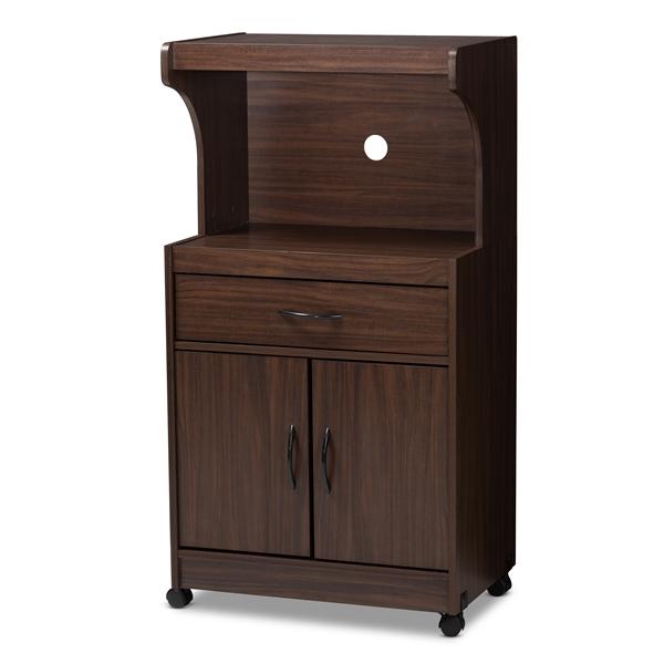 baxton studio Baxton Studio Tannis Modern and Contemporary Dark Walnut Finished Kitchen Cabinet