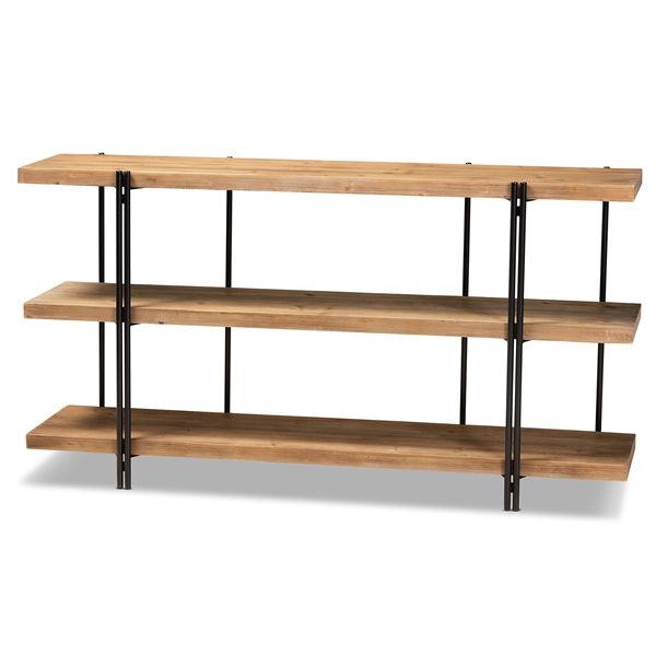 baxton studio Baxton Studio Tarah Modern Rustic and Industrial Natural Brown Finished Wood and Black Finished Metal Console Table