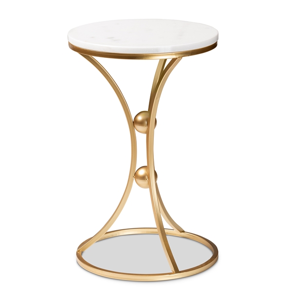 baxton studio Baxton Studio Tarmon Modern and Contemporary Gold Finished Metal End Table with Marble Tabletop