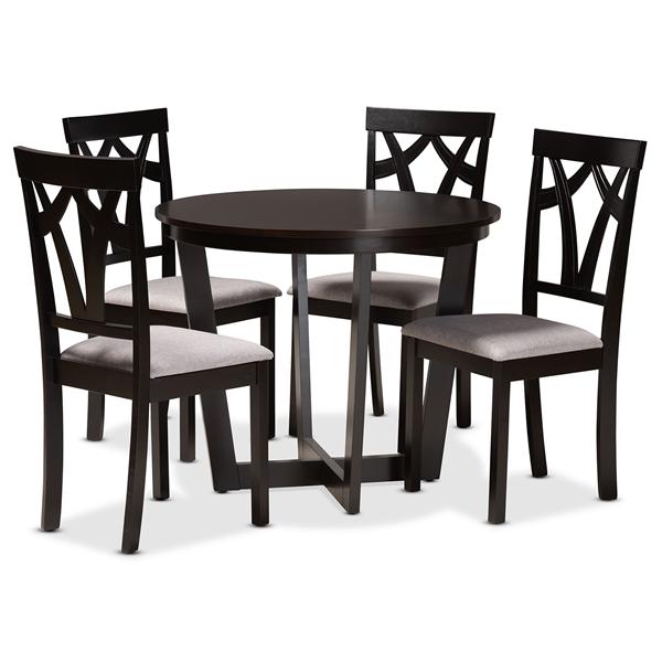 baxton studio Baxton Studio Telma Modern and Contemporary Grey Fabric Upholstered and Dark Brown Finished Wood 5-Piece Dining Set
