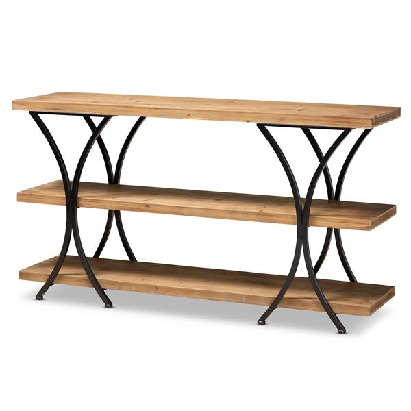 baxton studio Baxton Studio Terrell Modern Rustic and Industrial Natural Brown Finished Wood and Black Finished Metal Console Table