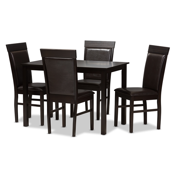 baxton studio Baxton Studio Thea Modern and Contemporary Dark Brown Faux Leather Upholstered 5-Piece Dining Set