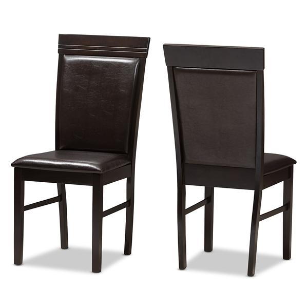 baxton studio Baxton Studio Thea Modern and Contemporary Dark Brown Faux Leather Upholstered Dining Chair Set of 2
