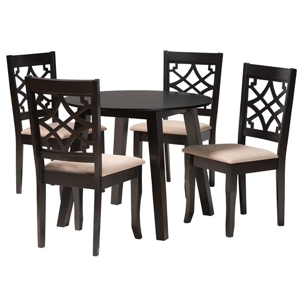 baxton studio Baxton Studio Thea Modern Beige Fabric and Dark Brown Finished Wood 5-Piece Dining Set